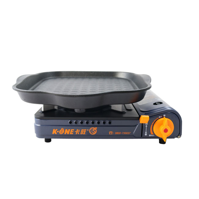 卡旺K1-A005D雙安全卡式爐+韓國HANARO火烤兩用方形烤盤