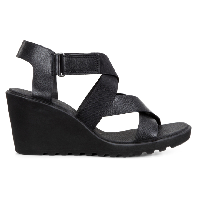 ECCO FREJA WEDGE SANDAL 交叉繞踝楔型涼鞋 女-黑