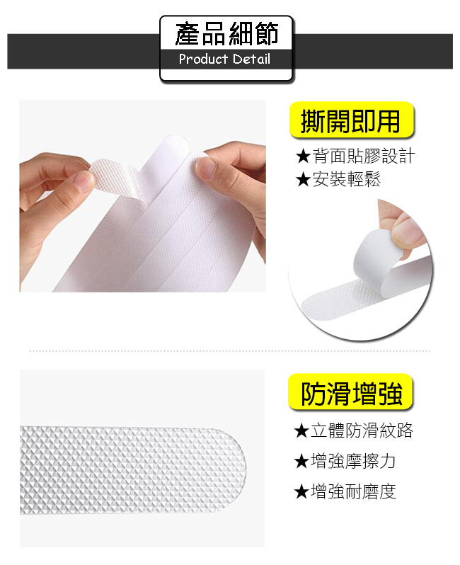 E-dot浴廁透明無痕防水防滑貼條(12入/包)