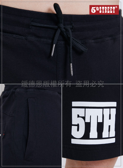 5th STREET 休閒運動短褲-男-黑色