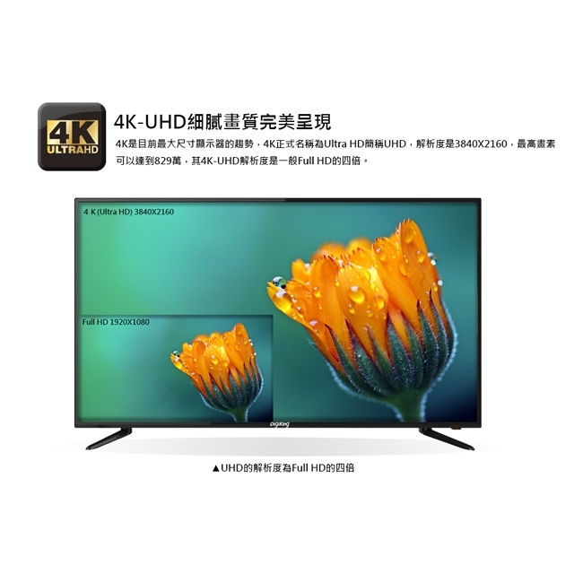 DigiKing 數位新貴55吋真４Ｋ UHD LED液晶+數位視訊盒 YC-5565