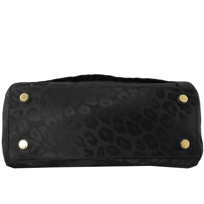 MICHAEL KORS NYLON KELSEY豹紋尼龍拉鍊肩背包(黑)