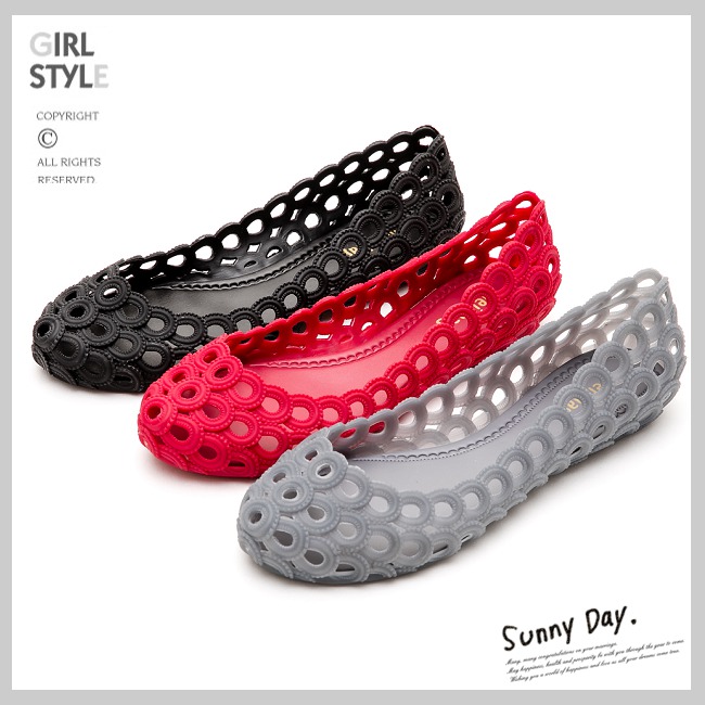 River&Moon防水鞋-晴雨二穿超Q軟鳥巢洞洞娃娃鞋-黑