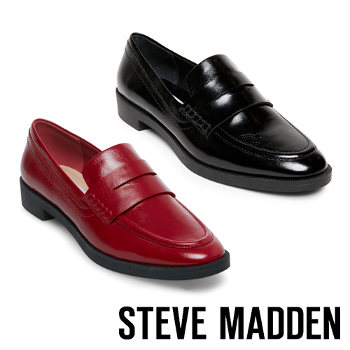 STEVE MADDEN-WARP 經典真皮樂福鞋-紅色