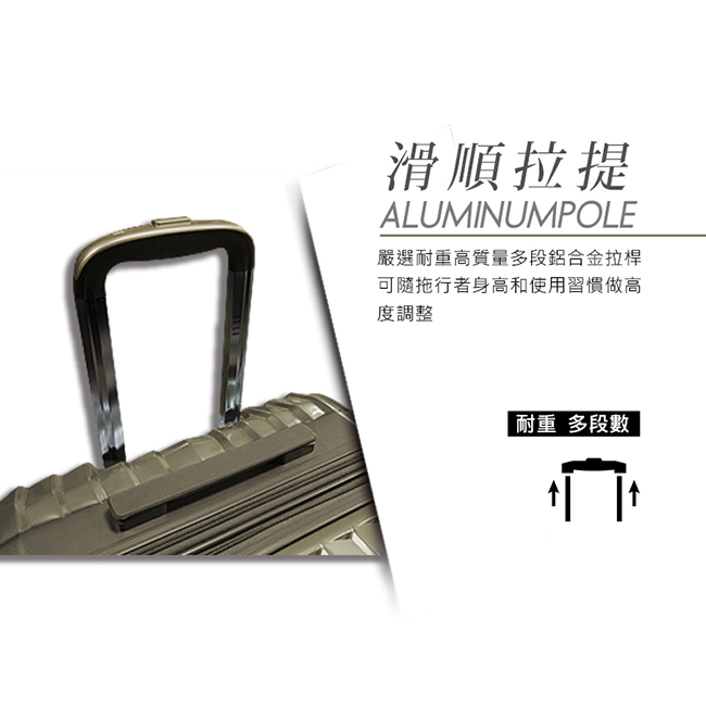 ELLE 法式V型鐵塔-25吋純PC霧面行李箱(摩卡霧金)+摺疊購物袋(黑色)