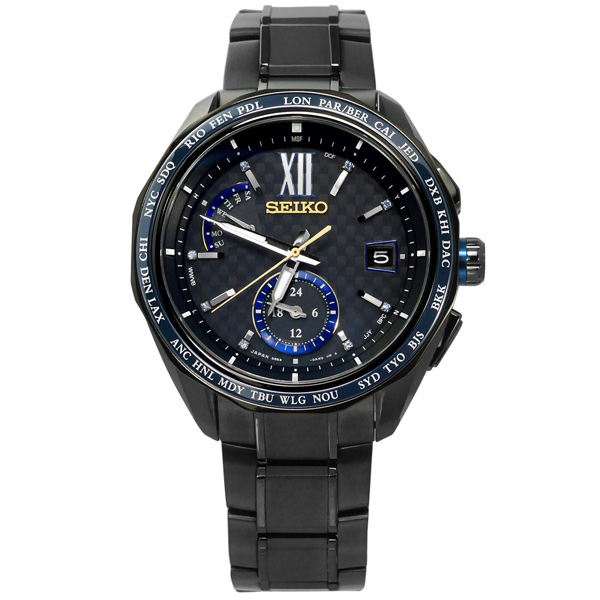 SEIKO 全台限量 50只 太陽能電波鈦金屬手錶-鍍深灰/43mm