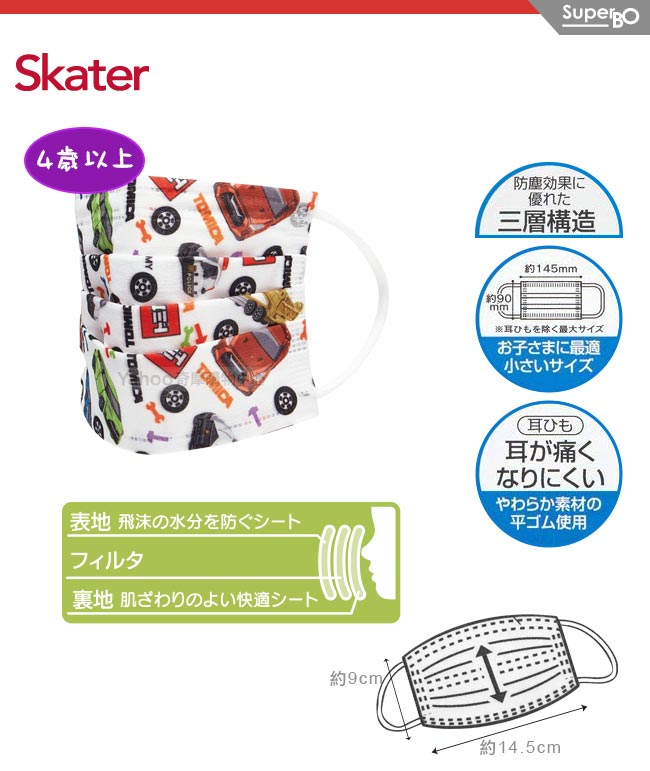 Skater盒裝兒童口罩-TOMICA(30入/盒)