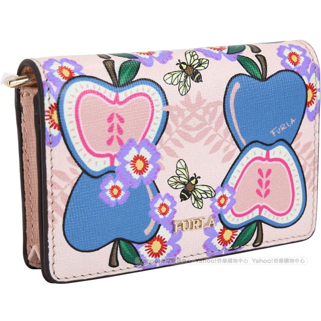 FURLA Babylon 蘋果蜜蜂印花萬用零袋/卡片夾(復古粉)