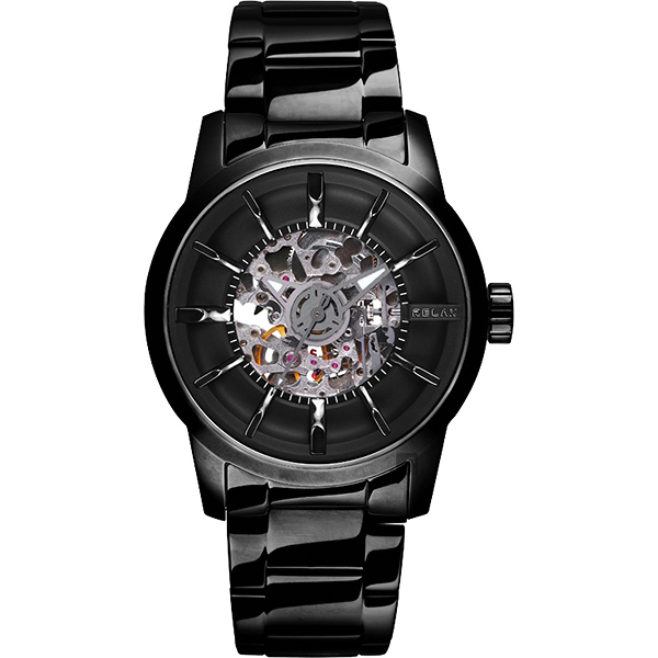 RELAX TIMERT-38J 黑鋼時尚鏤空機械錶(RT-38J-6)-黑/45mm