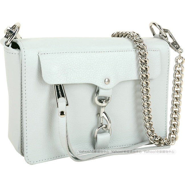 Rebecca Minkoff Mab Flap 銀勾釦皮革兩用鍊帶包(灰綠色)