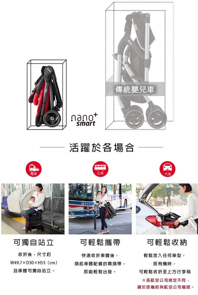 Aprica可折疊嬰兒手推車nano smart Plus系列(2色可選)