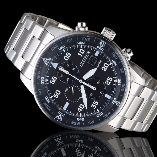 CITIZEN 飛行風格光動能計時腕錶(CA0690-88E)黑/44mm