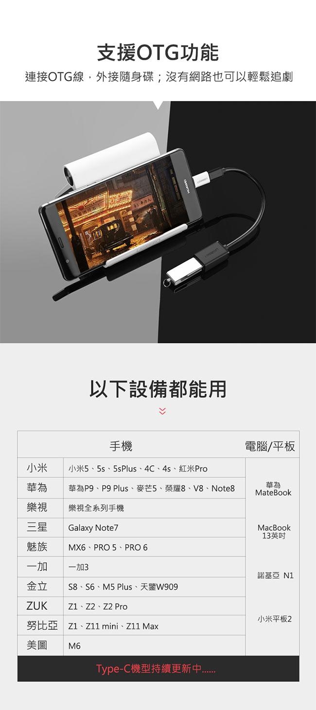 綠聯 USB Type-C轉接頭 快充款 黑色