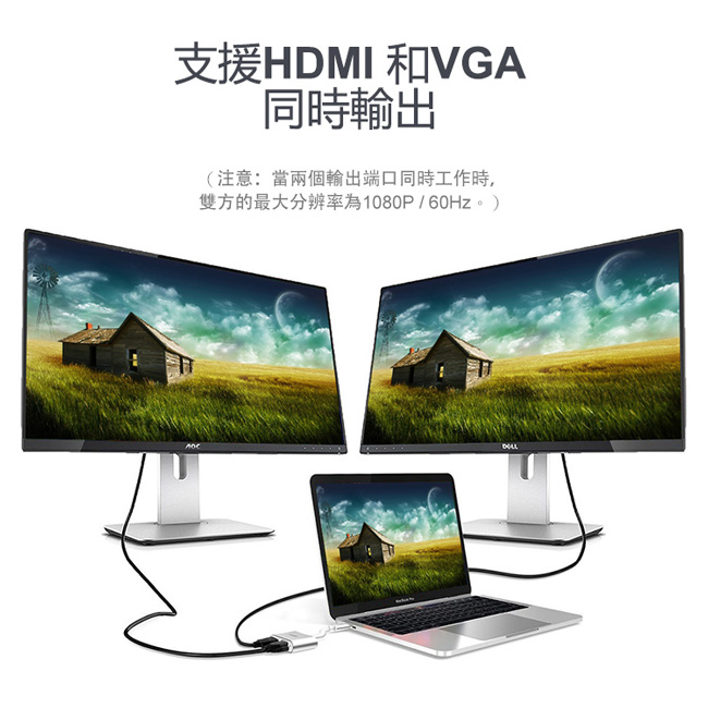 UNITEK Type-C轉 HDMI/VGA 鋁合金高清轉換器