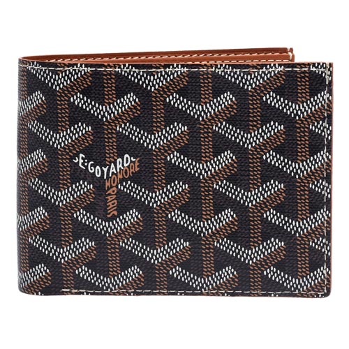 GOYARD 經典滿版LOGO手工帆布摺疊短夾(棕-8卡)