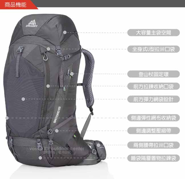 美國 GREGORY 新款 Baltoro 65 專業健行登山背包M_瑪瑙黑