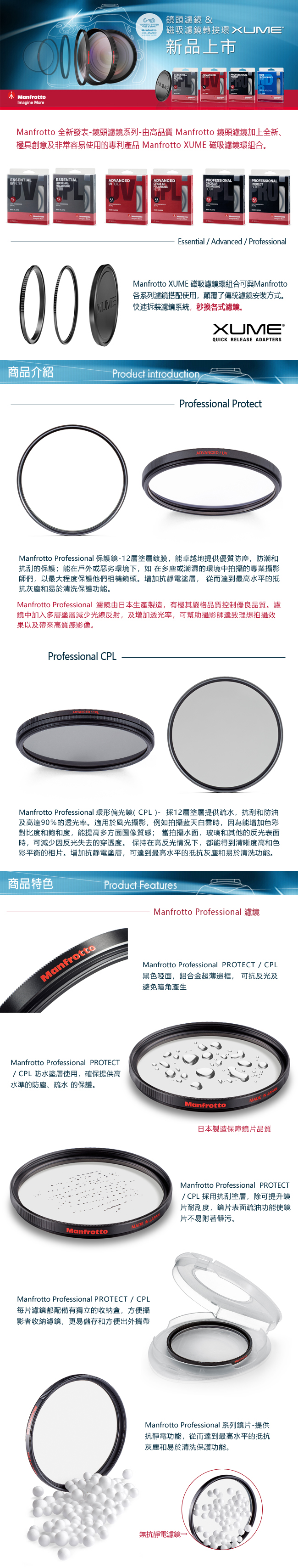 Manfrotto 52mm CPL鏡 Professional濾鏡系列