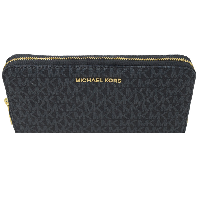MICHAEL KORS Jet Set 經典PVC對開ㄇ字拉鍊大長夾(深藍)