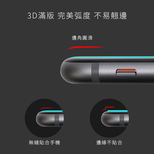 TEKQ iPhone7/8 Plus康寧3D滿版9H鋼化玻璃5.5吋螢幕保護貼-白