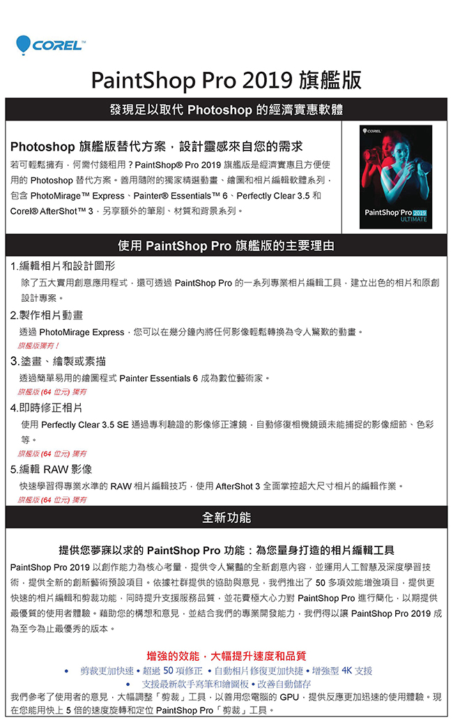 PaintShop Pro 2019 旗艦完整版盒裝(中/英)