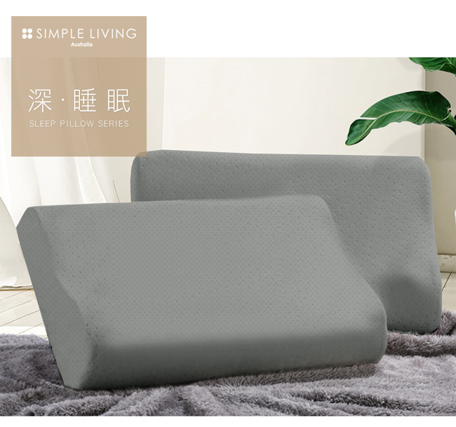 澳洲Simple Living 抑菌活性碳慢回彈零壓工學記憶枕-一入(台灣製)