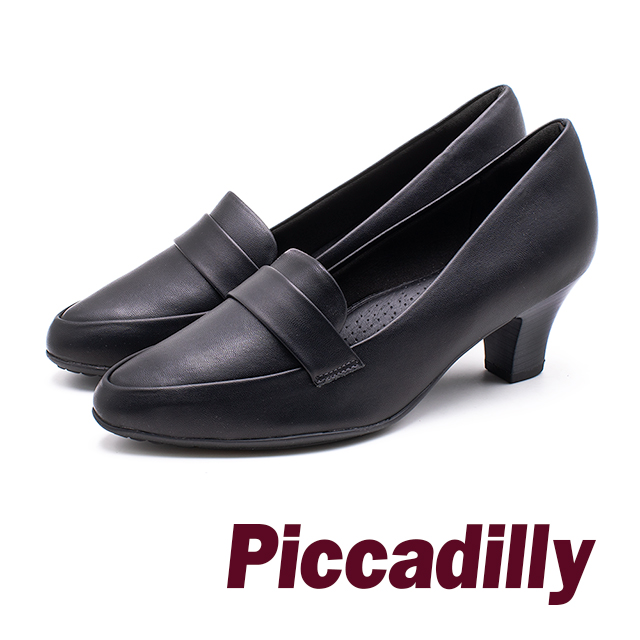 Piccadilly 俐落簡約 軟墊中跟淑女鞋- 黑