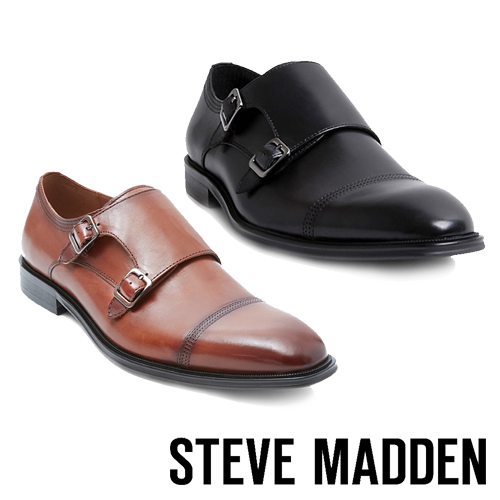 STEVE MADDEN-MADDER 真皮男士美式雙扣式紳士鞋-黑色