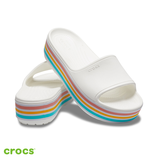 Crocs 卡駱馳 (中性鞋) 厚底卡駱班撞色涼拖 205693-100