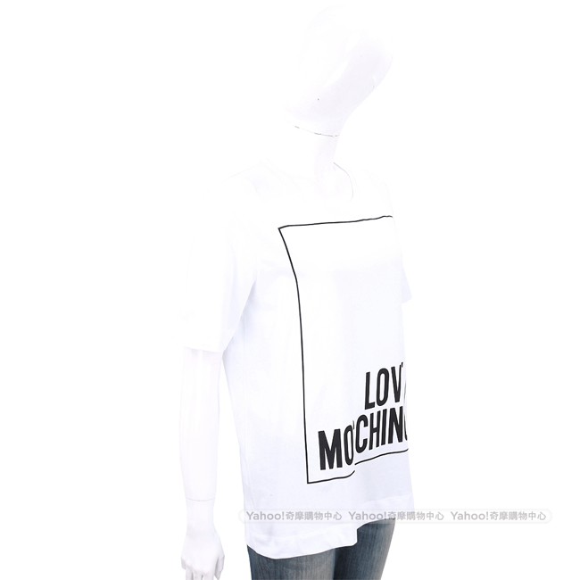 LOVE MOSCHINO 方框字母白色寬版棉質T恤