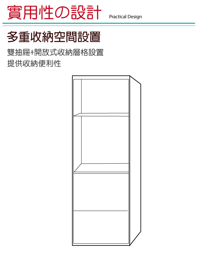 文創集 路華1.8尺雙色二抽衣櫃/收納櫃(二抽屜＋開放層格)-55x55x180cm免組