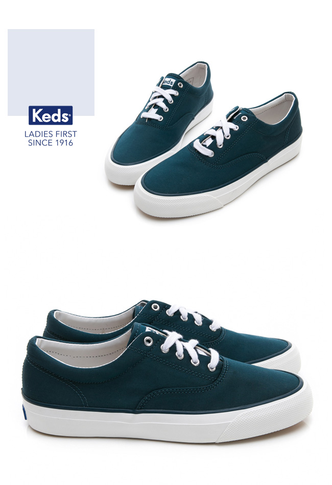 Keds ANCHOR 霧感復刻綁帶休閒鞋-深綠