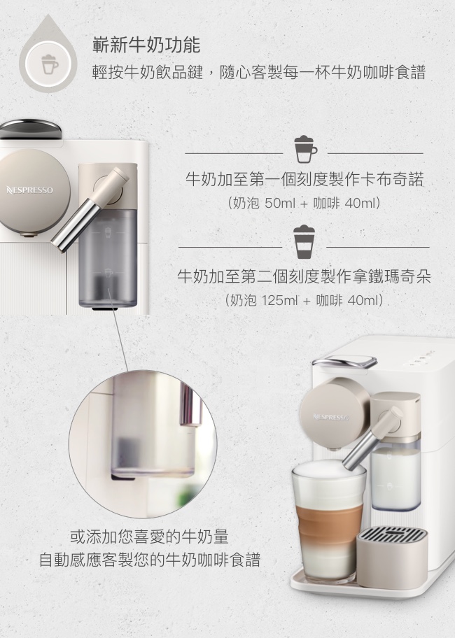 Nespresso膠囊咖啡機 Lattissima one珍珠白Barista 調理機組合