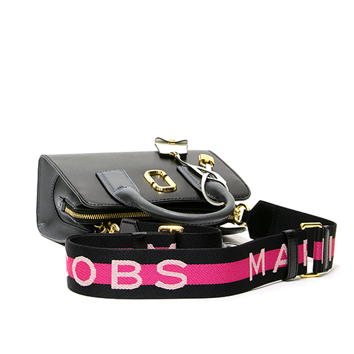 MARC JACOBS Logo Little Big Shot 撞色防刮皮革兩用包(黑)