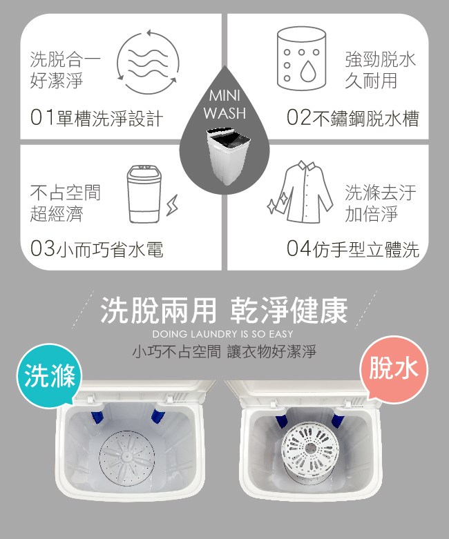 EDISON 愛迪生-超都會型5.8公斤洗/脫二合一洗滌機-幾何黑E0001-B58