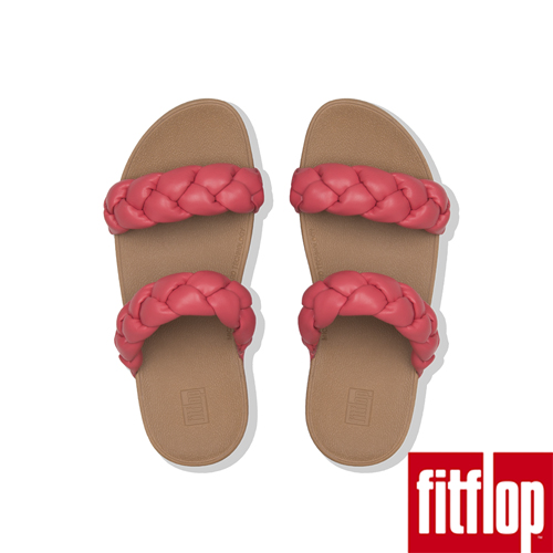 FitFlop PLATT METALLIC LEATHER SLIDES-熱情紅