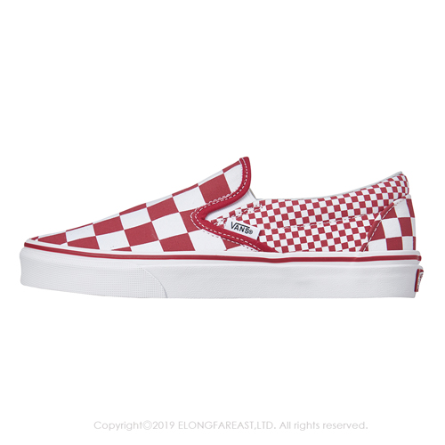 (女)VANS Classic Slip-On 棋盤格休閒懶人鞋*紅白