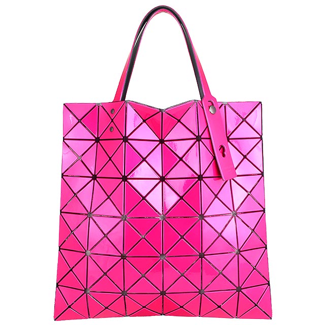 ISSEY MIYAKE 三宅一生BAOBAO 金屬亮面方格6x6手提包(桃紅)