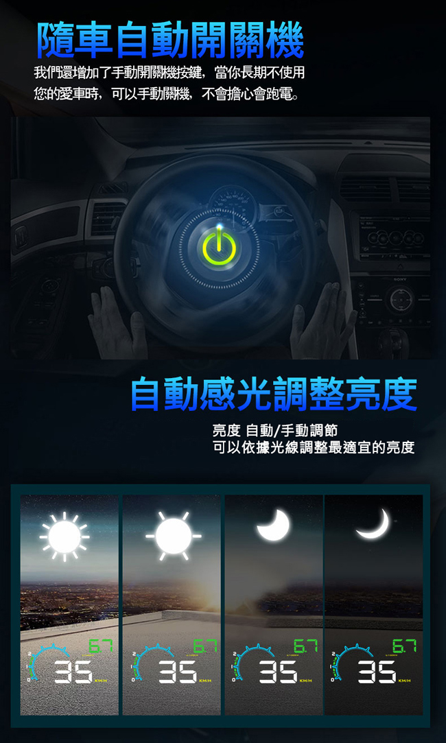 FLYone D3000 HUD OBD2 多功能汽車抬頭顯示器-自