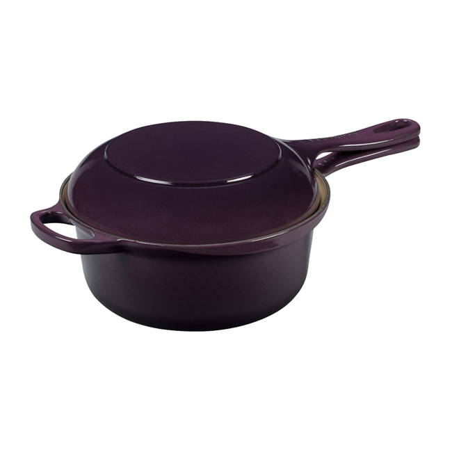 LE CREUSET 琺瑯鑄鐵典藏2-in-1多功能燉煮鐵鍋 22cm (葡萄紫)