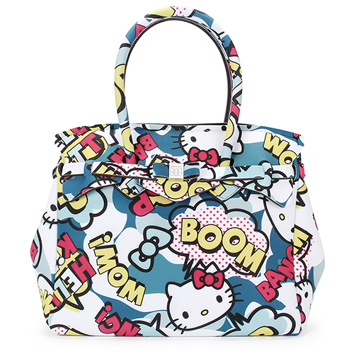 SAVE MY BAG Miss系列Hello Kitty輕量托特包-藍色