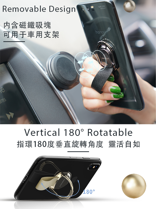 Kingxbar 施華洛世奇彩鑽指環扣-香檳金