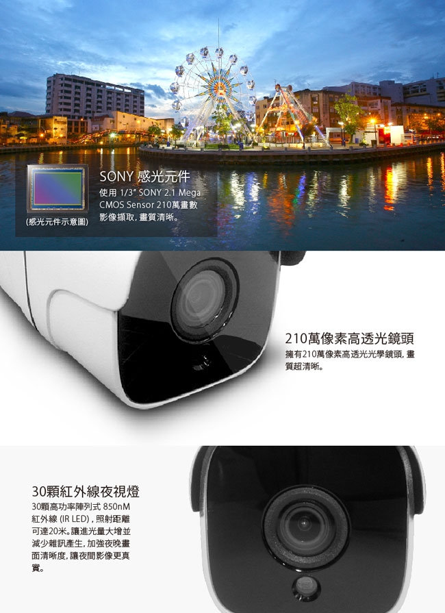 全視線TS-307GH 類比四合一夜視型紅外線LED攝影機