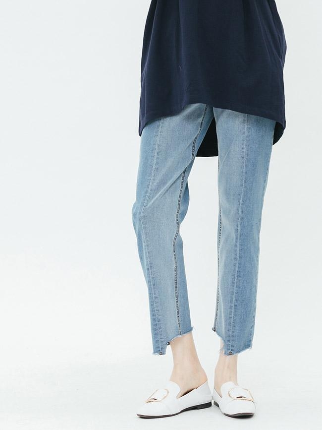 H:CONNECT 韓國品牌 女裝-立體縫線不收邊牛仔褲