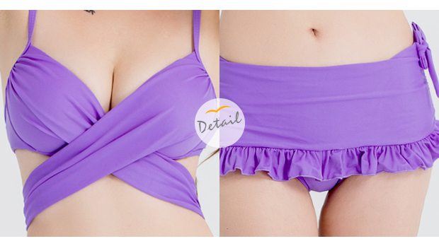 泳衣 海洋風範 二件式泳裝比基尼(紫M~XL) AngelHoney天使霓裳