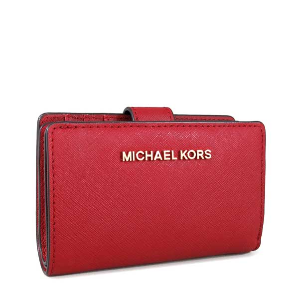 MICHAEL KORS Jet Set Travel金字Logo防刮皮革中夾(辣椒紅色)