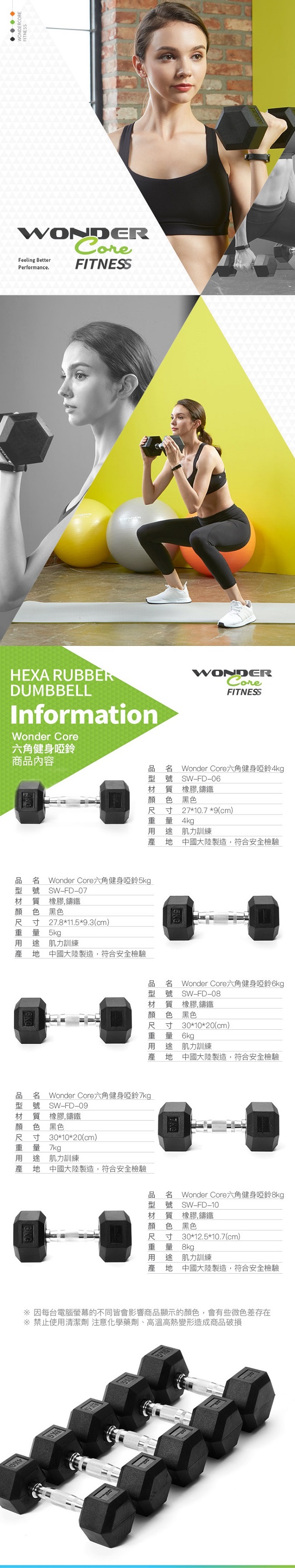 Wonder Core 六角健身啞鈴 (8kg)