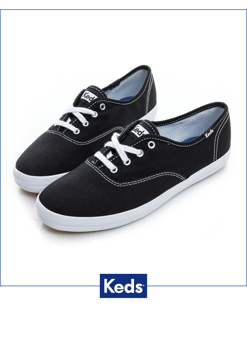 Keds 品牌經典綁帶休閒鞋-黑色