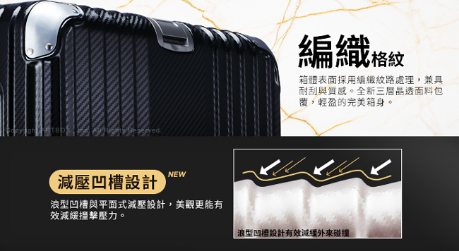 【ARTBOX】法式圓舞曲 20吋編織格紋海關鎖鋁框行李箱(經典黑)