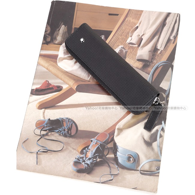 Mont Blanc 萬寶龍碳纖維紋路牛皮單支拉鍊筆套