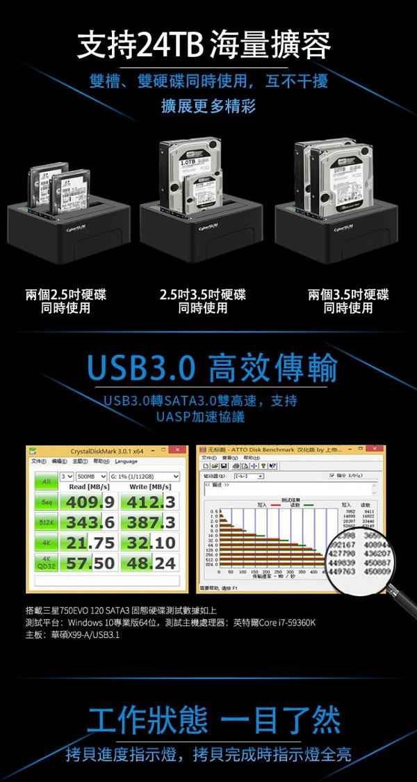 CyberSLIM 2.5/3.5吋雙層硬碟外接盒 固態硬碟盒S2-U3C6G